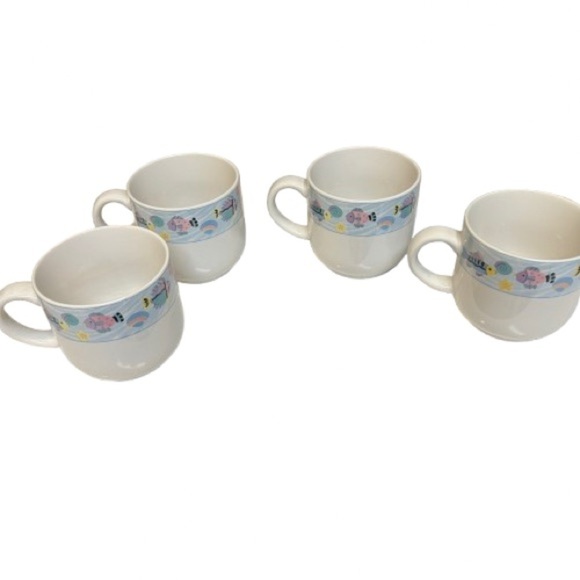 Vintage 1991 Vitromaster Sea Side Pattern Set of Four Coffee Mugs - Picture 12 of 14